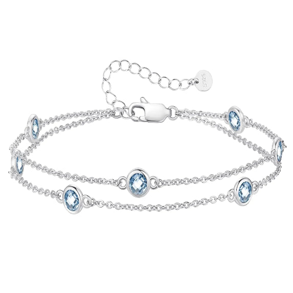 Bracelets for Women 925 Sterling Silver Charm Link Double Strand