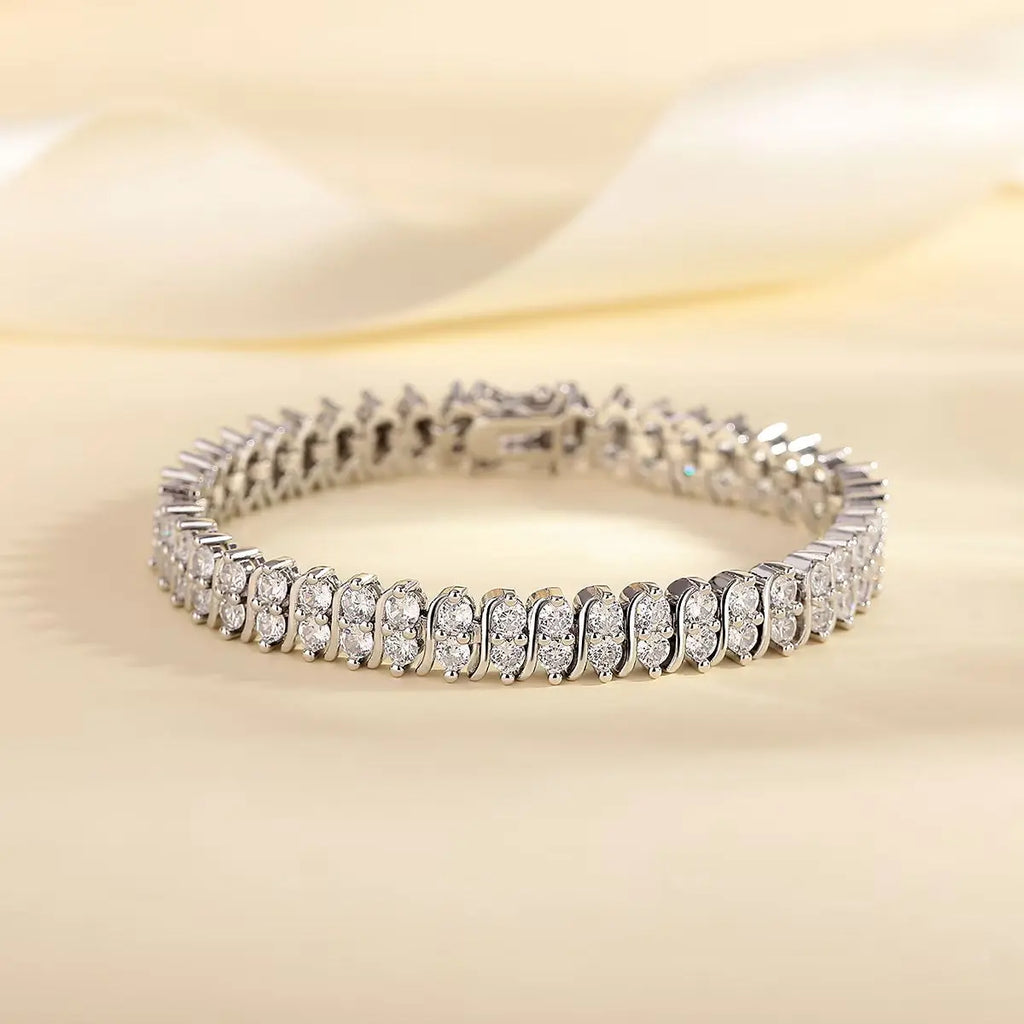 18K White Gold Plated Simulated Diamond Tennis Bracelet