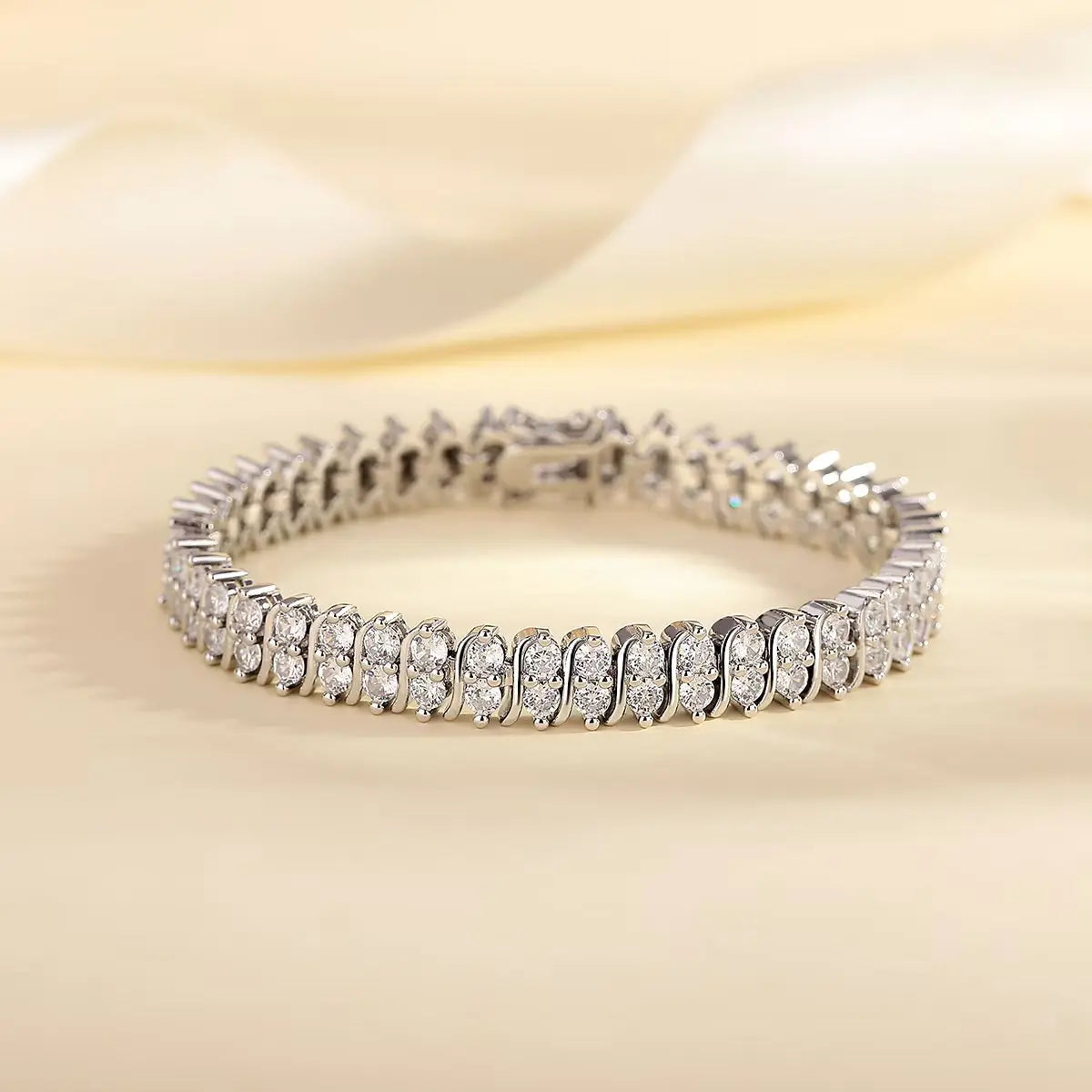 18K White Gold Plated Simulated Diamond Tennis Bracelet