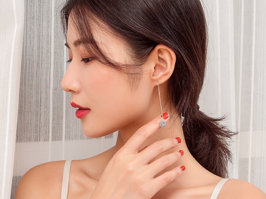 Diamond Christmas Snowflake Tassel Earrings