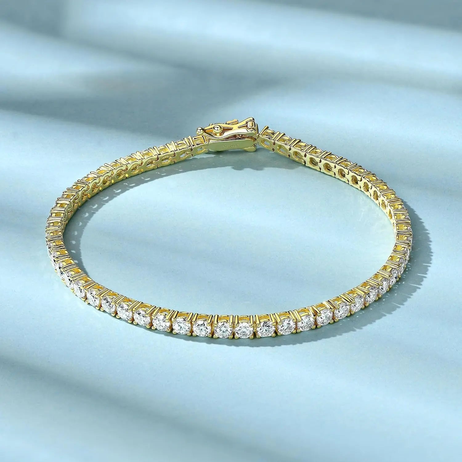 Moissanite Tennis Bracelet 14K Gold Plated