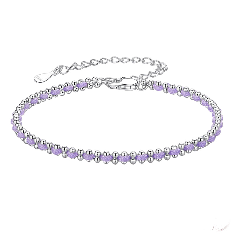 Original S925 Sterling Silver And Cotton String Woven Bracelet