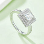 Square Moissanite S925 Platinum-Plated Silver Ring – Luxurious Light Luxury Jewelry NP Collection