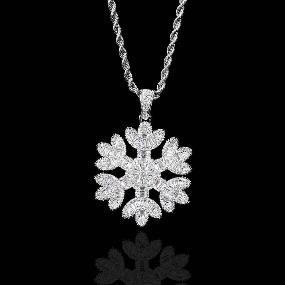 Zircon Snowflake Pendant Jewelry Real Gold Electric