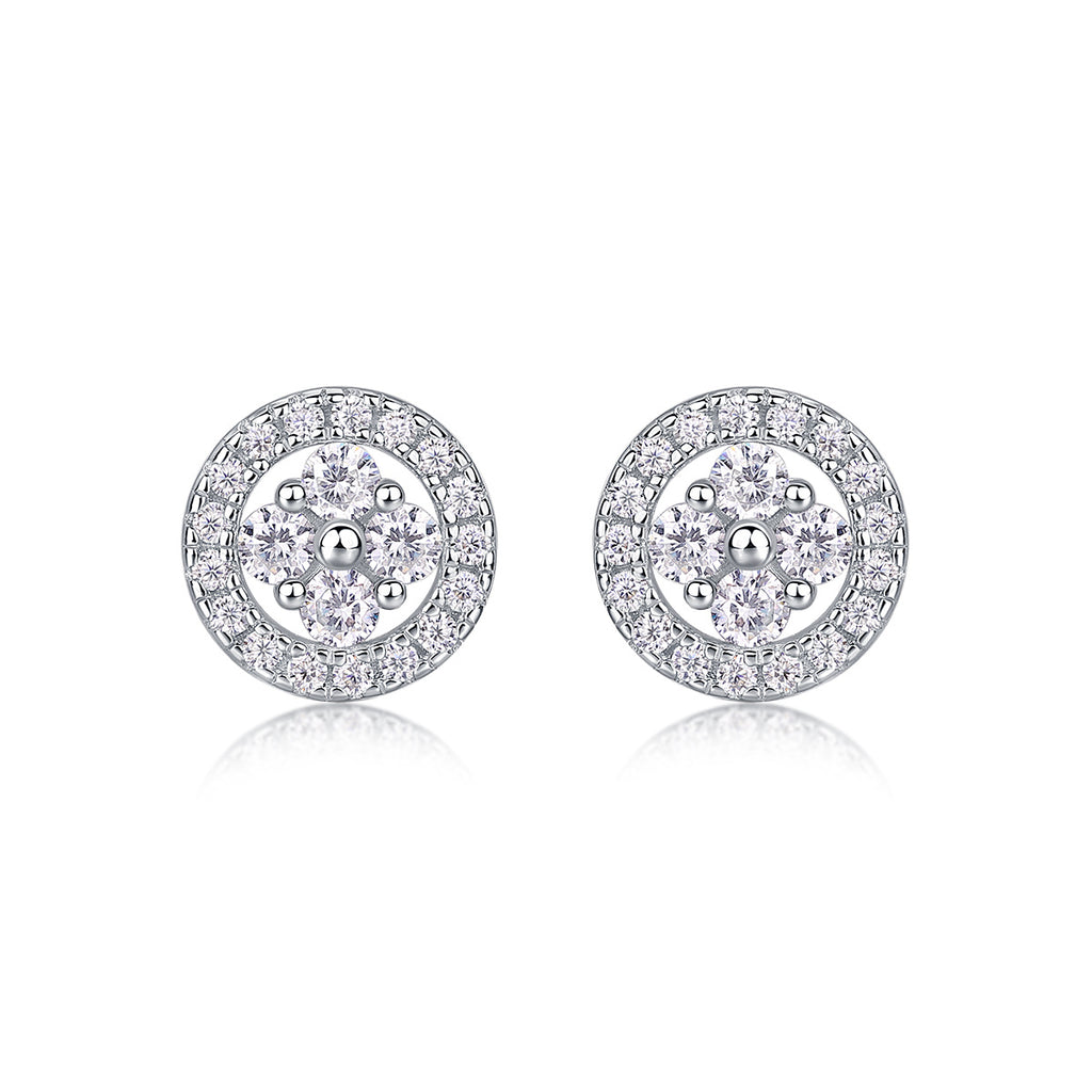 Silver Osmanthus - Moissanite S925 Sterling Silver And Platinum-plated Stud Earrings