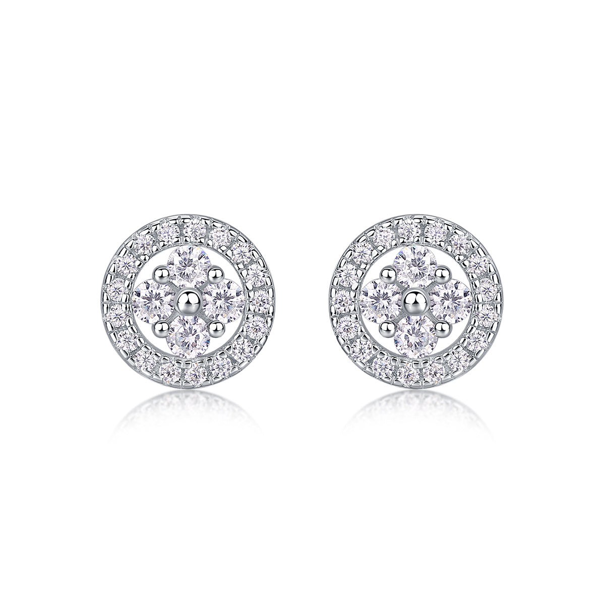 Silver Osmanthus - Moissanite S925 Sterling Silver And Platinum-plated Stud Earrings