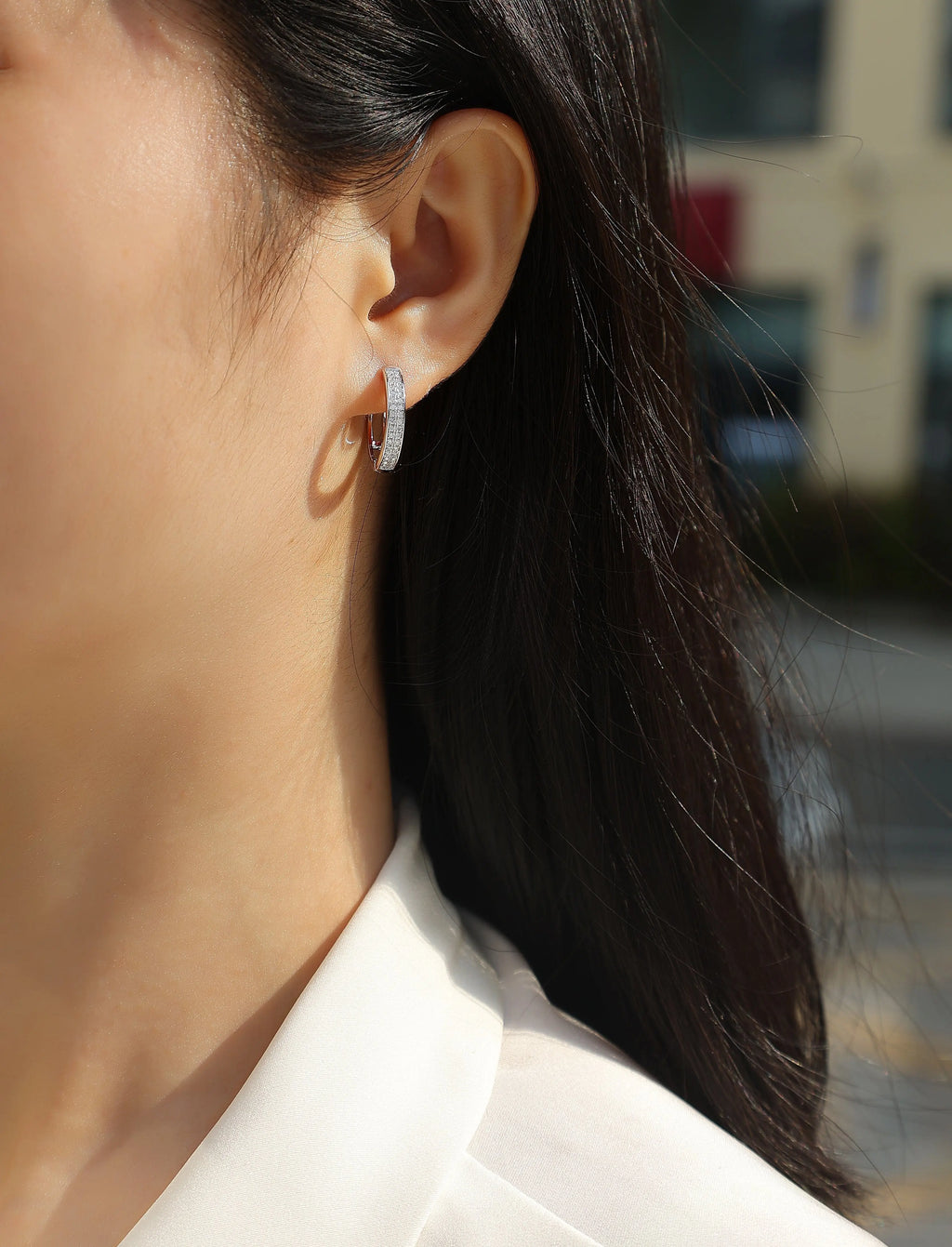 1Firefly Light - Moissanite S925 Sterling Silver Earrings with Platinum-Plated Stud Earrings