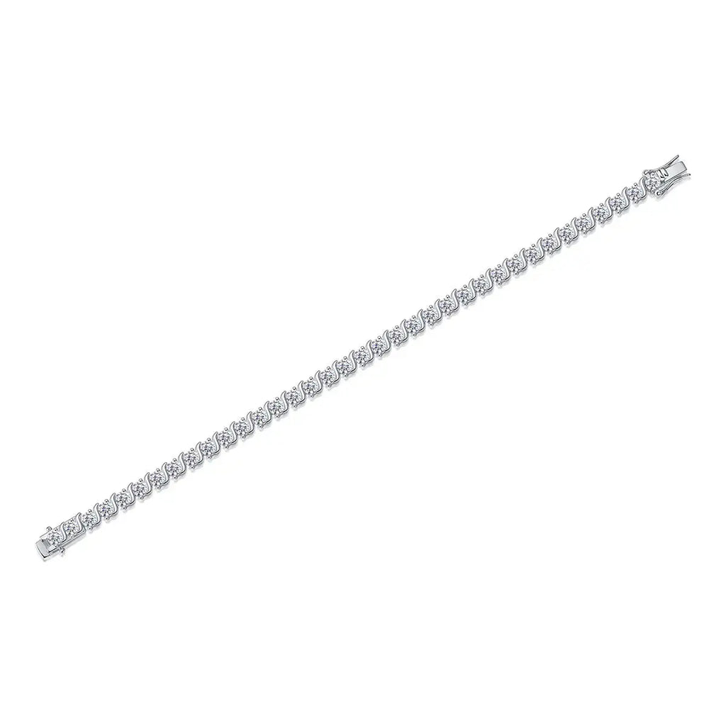 Set With Top-quality Moissanite, This Luxurious And Fashionable Light Luxury Trend Jewelry Silver Bracelet Is Made Of S925 Silver Electroplated With Platinum NP Collection