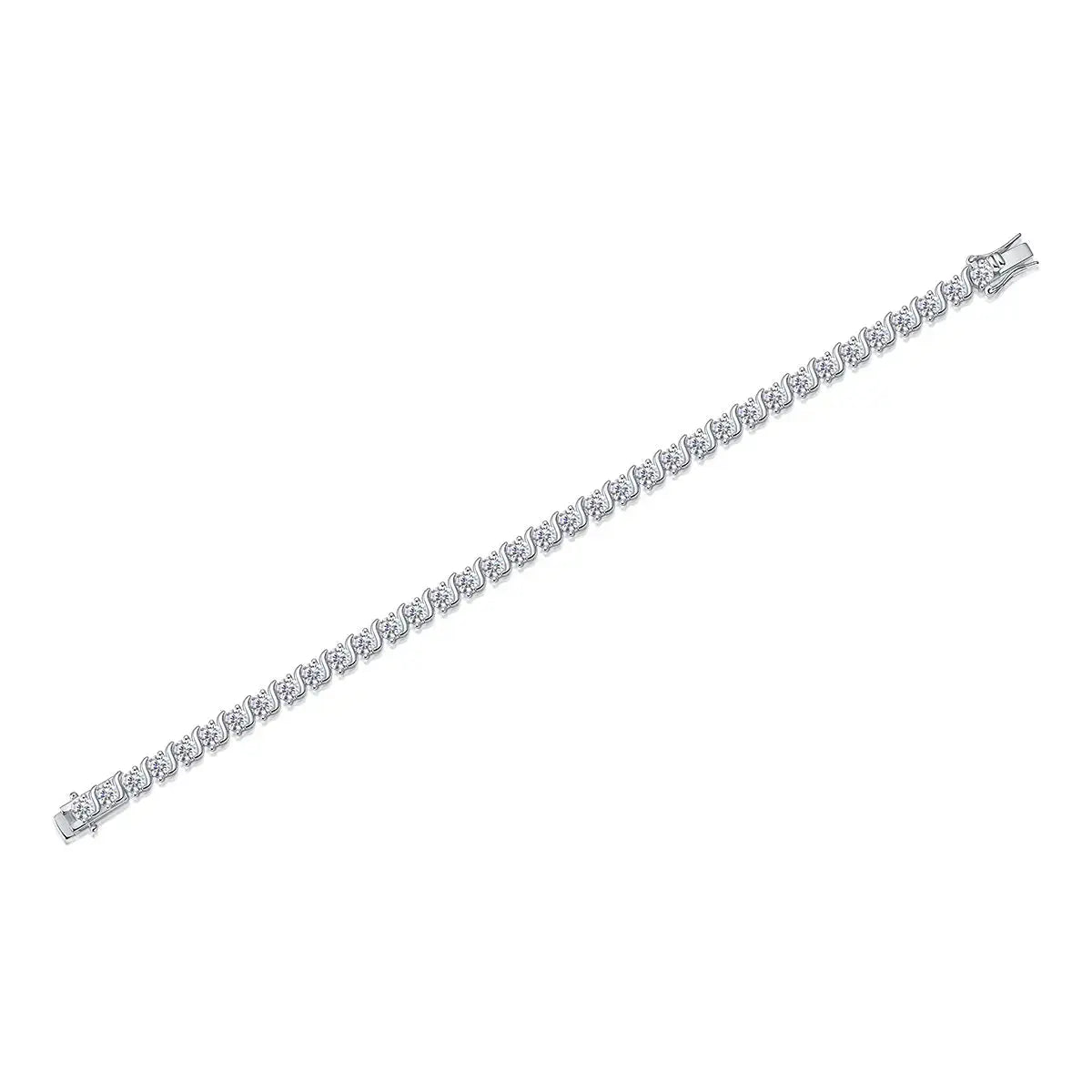 Set With Top-quality Moissanite, This Luxurious And Fashionable Light Luxury Trend Jewelry Silver Bracelet Is Made Of S925 Silver Electroplated With Platinum NP Collection