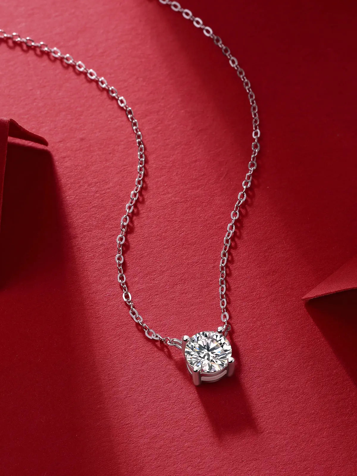 Diamond Jewelry Necklace Pendant Set with 1-Carat and 2-Carat Moissan Diamonds, S925 Sterling Silver and Platinum Plating