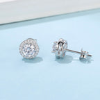 Round Bag Four-claw Moissanite Stud Earrings