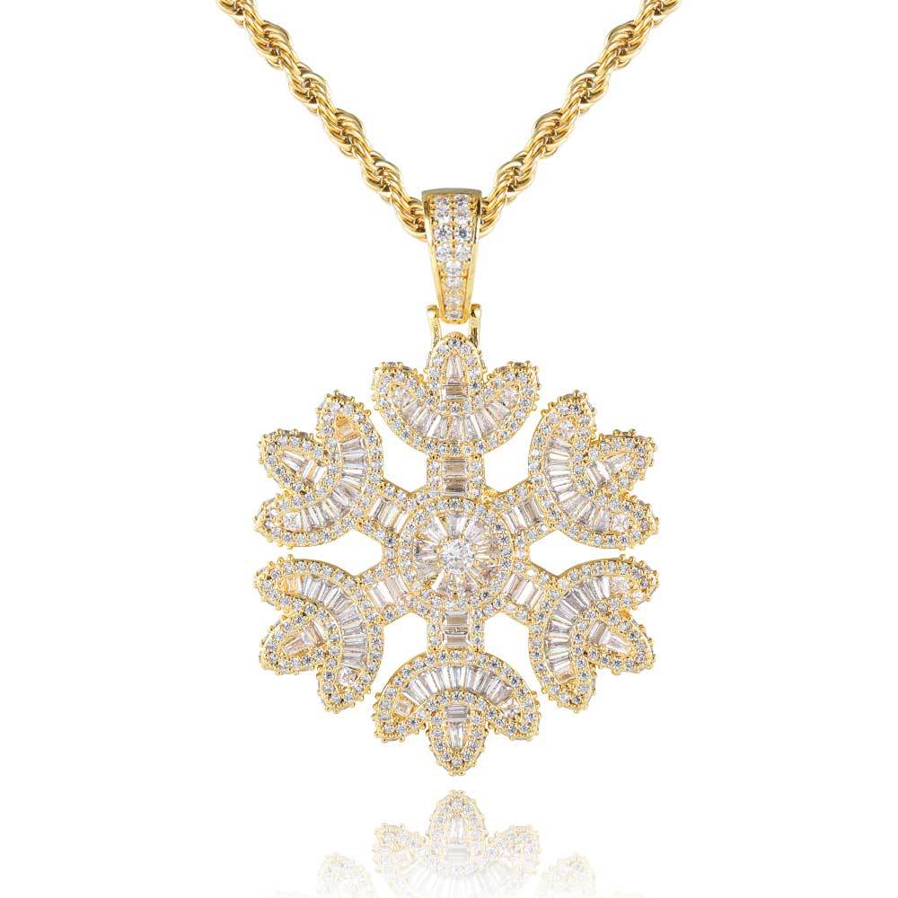 Zircon Snowflake Pendant Jewelry Real Gold Electric