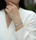 Time Appointment - A Fashionable And Light Luxury Jewelry Silver Bracelet And Bracelet Set With Top-quality Moissanite, S925 Silver Plated Platinum NP Collection
