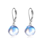 925 Sterling Silver Moonstone Drop Leverback Earrings – Elegant Gemstone Jewelry NP Collection