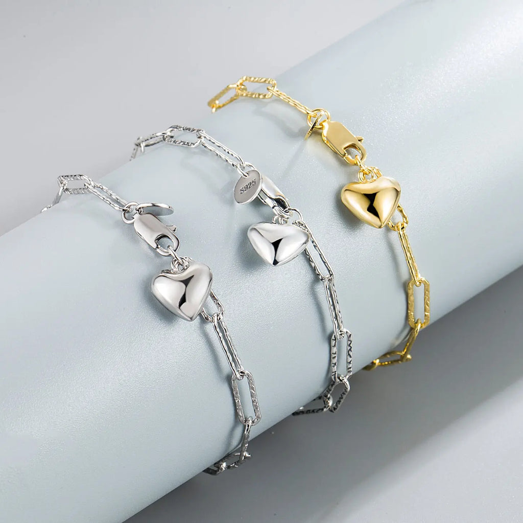 Womens S925 Sterling Silver Heart Bracelet NP Collection