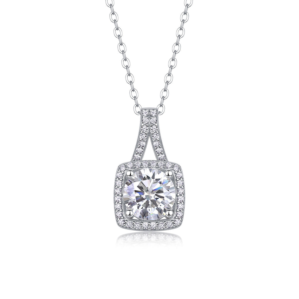 Small Square Diamond - 2-carat Moissanite S925 Sterling Silver And Platinum-plated Pendant