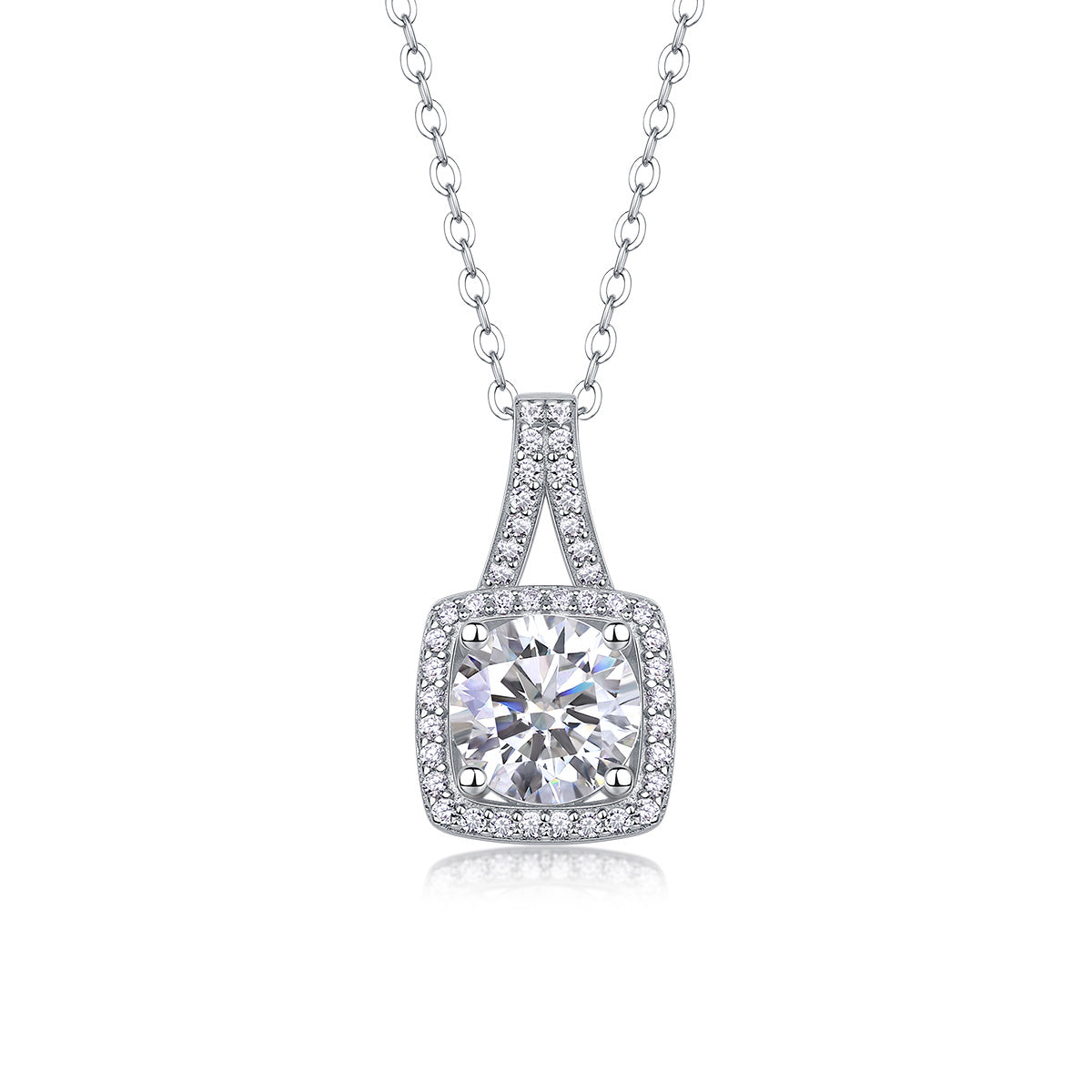 Small Square Diamond - 2-carat Moissanite S925 Sterling Silver And Platinum-plated Pendant