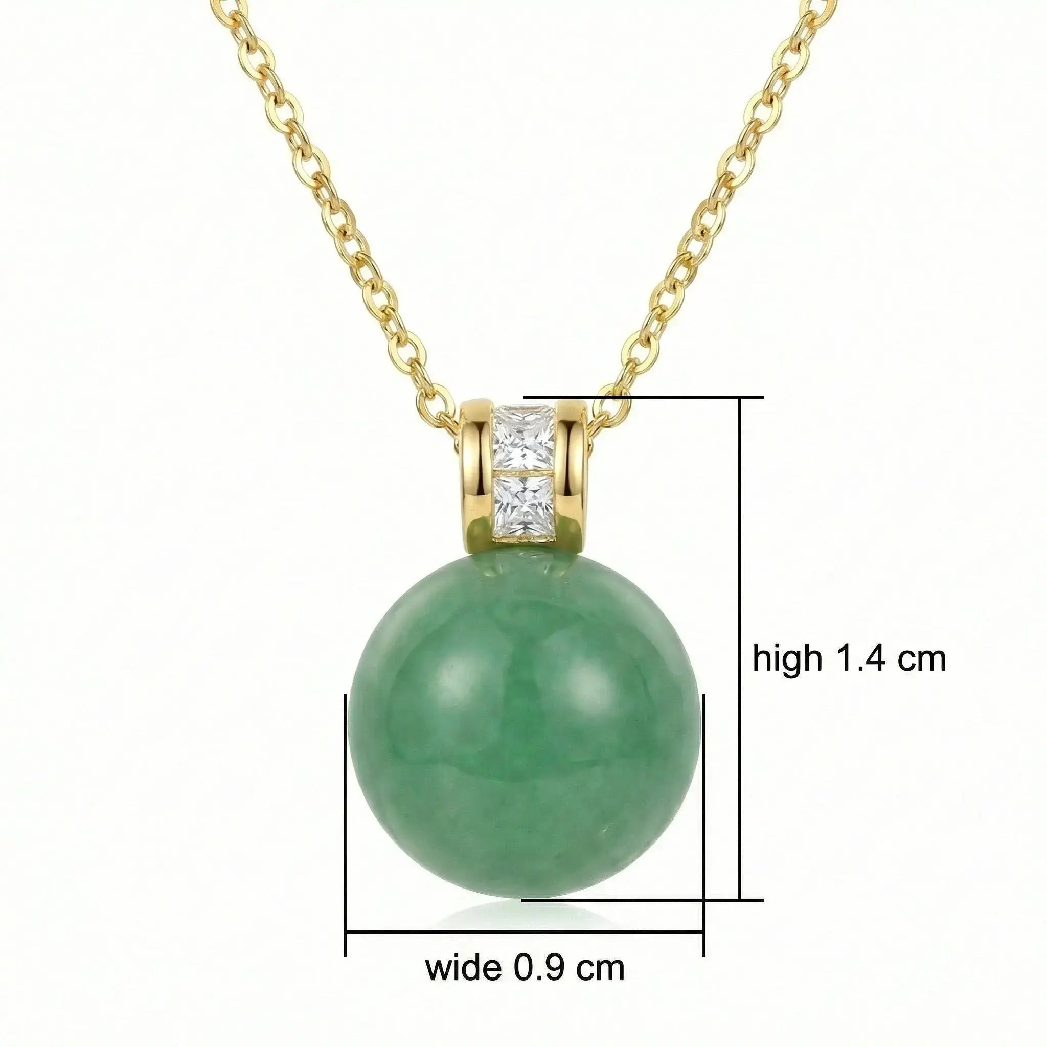 925 Sterling Silver Elegant Green Jadeite Sphere Pendant Necklace Featuring Brilliant Square Accents on a Fine Link Chain NP Collection