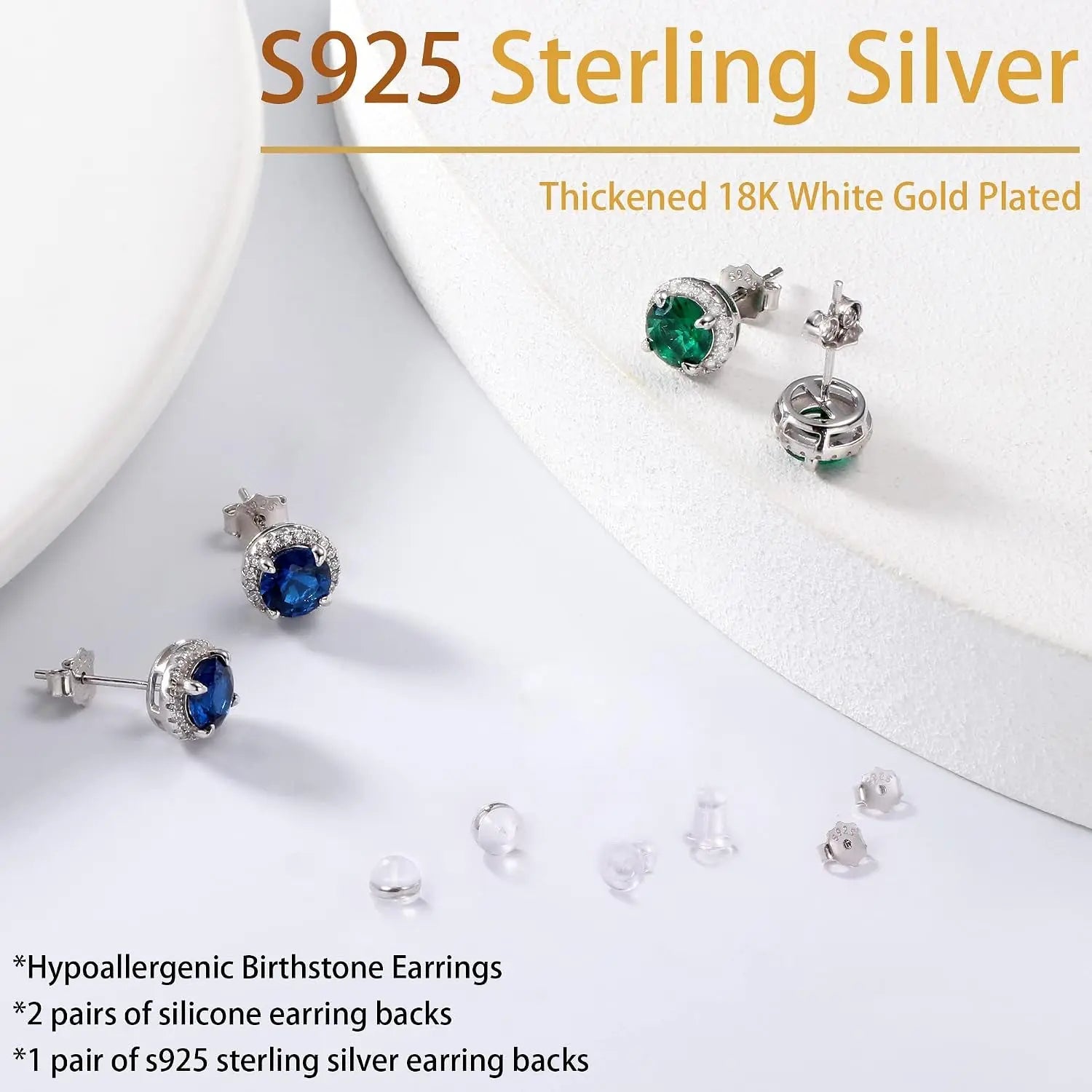 Halo Earrings for Women, 925 Sterling Silver 