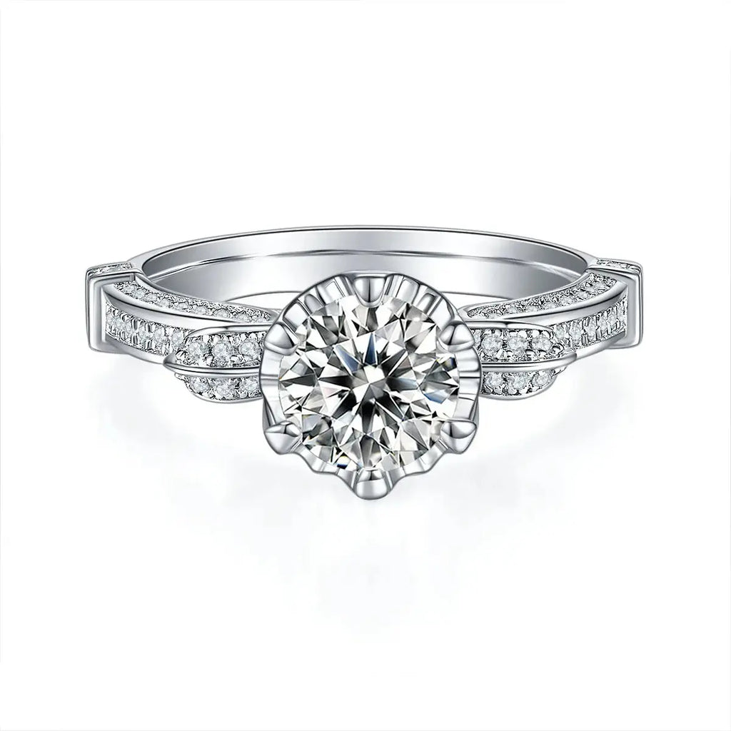 1-carat Luxury And Fashionable Light Luxury Jewelry Silver Ring Set With Top-quality Moissanite, S925 Silver Plated Platinum NP Collection