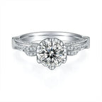 1-carat Luxury And Fashionable Light Luxury Jewelry Silver Ring Set With Top-quality Moissanite, S925 Silver Plated Platinum NP Collection