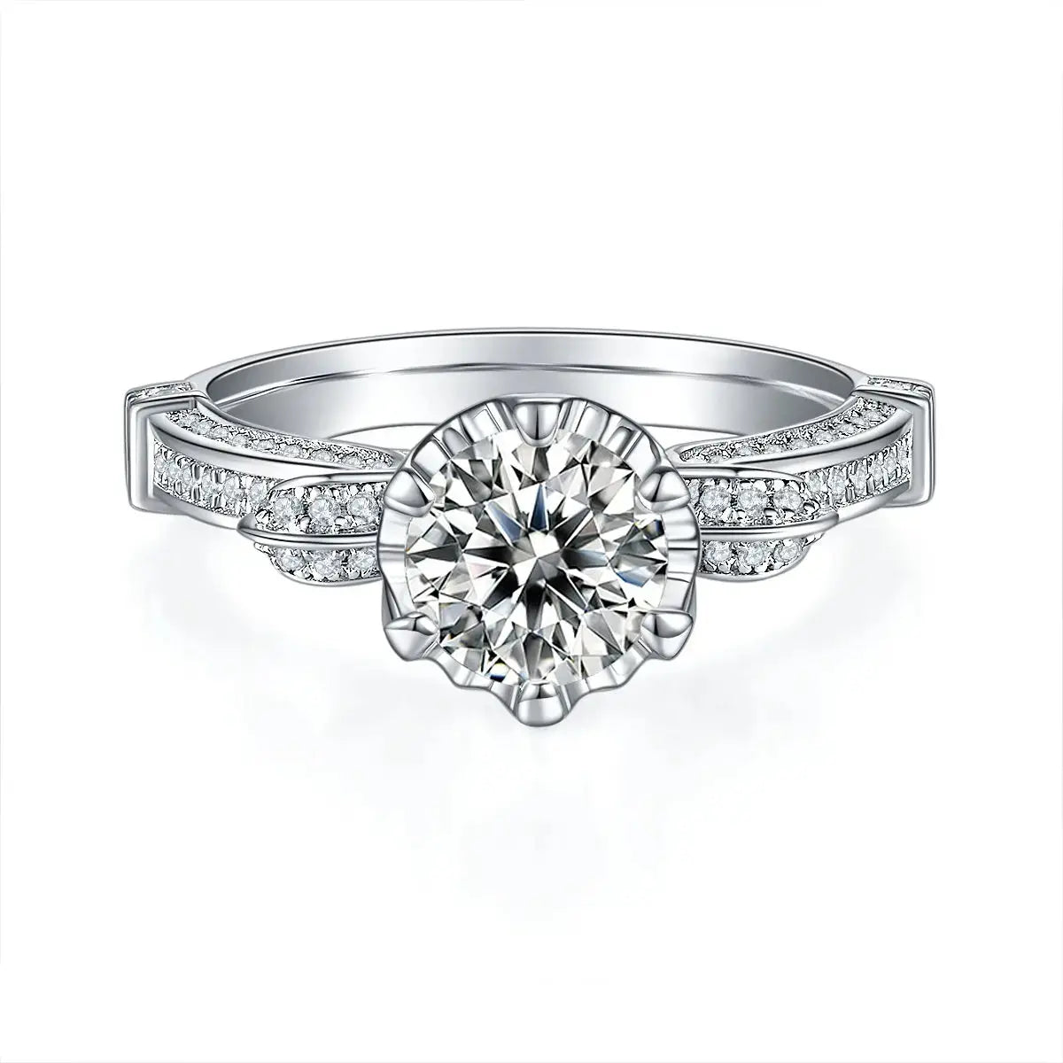 1-carat Luxury And Fashionable Light Luxury Jewelry Silver Ring Set With Top-quality Moissanite, S925 Silver Plated Platinum NP Collection