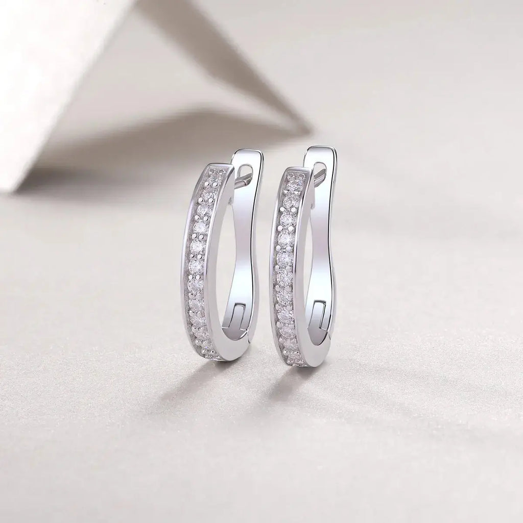 1Morning Dew Moissanite S925 Sterling Silver and Platinum-Plated Stud Earrings 