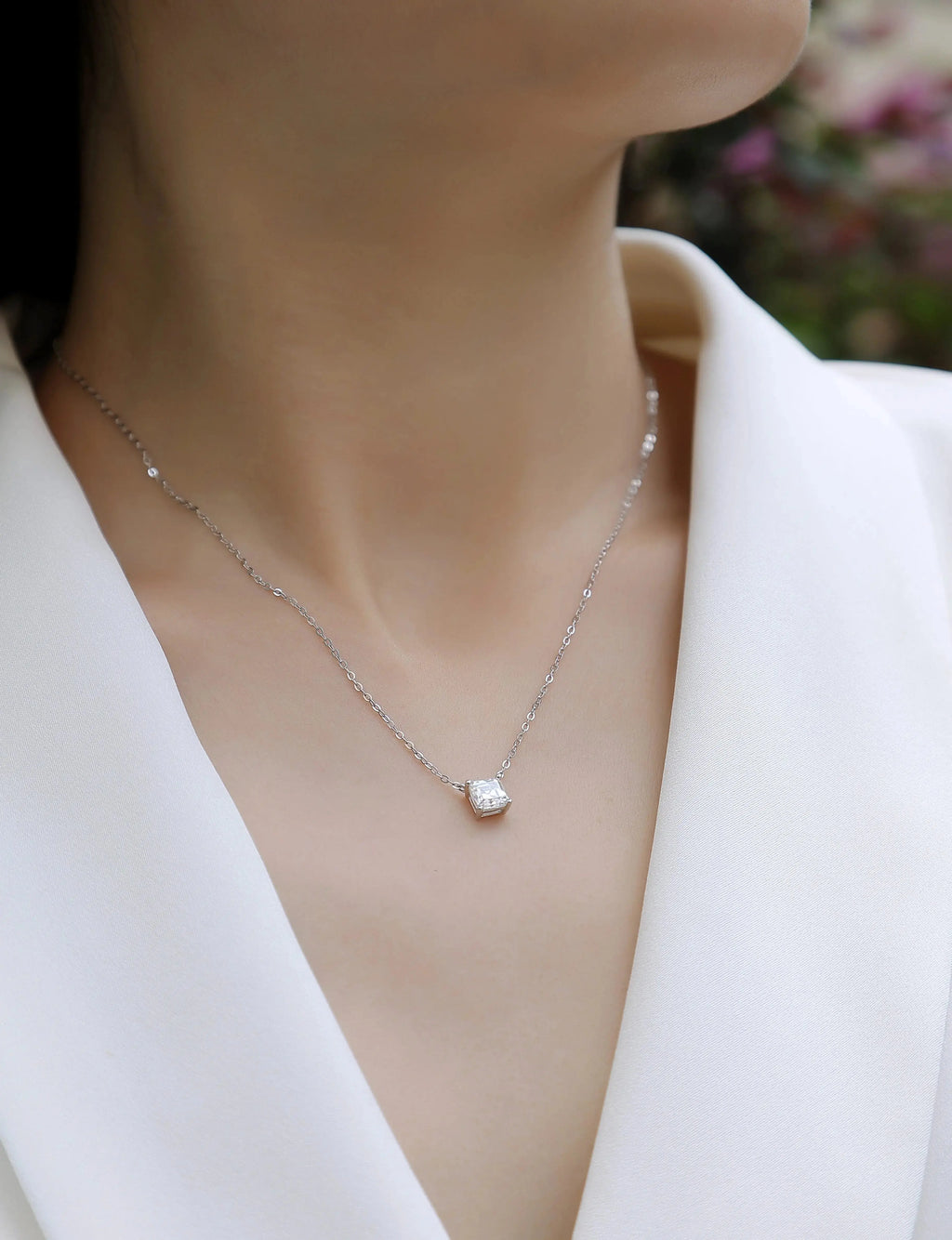 1Eternal - A Fashionable And Luxurious Diamond Jewelry Pendant Set With Square Moissanite S925 Sterling Silver NP Collection