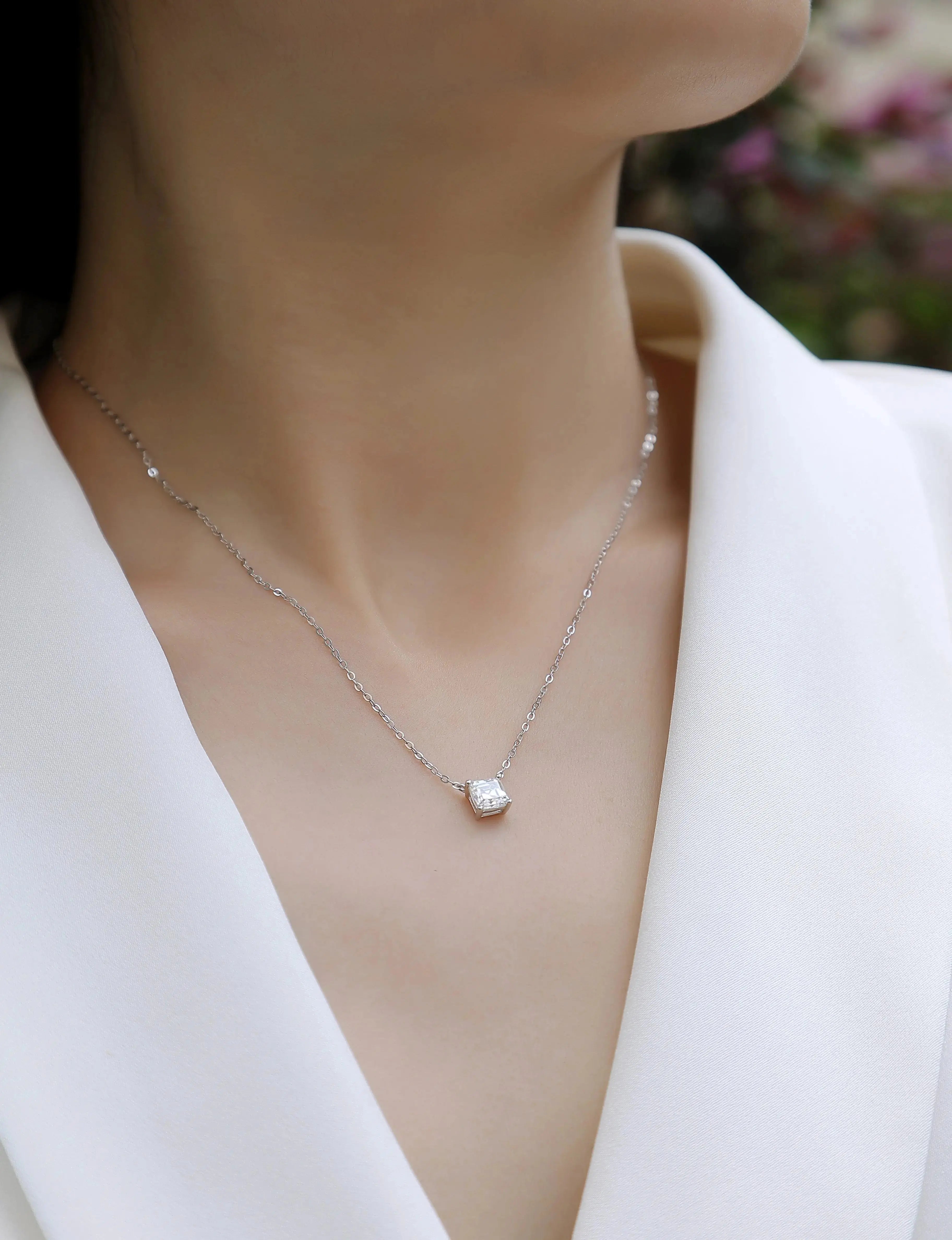 1Eternal - A Fashionable And Luxurious Diamond Jewelry Pendant Set With Square Moissanite S925 Sterling Silver NP Collection