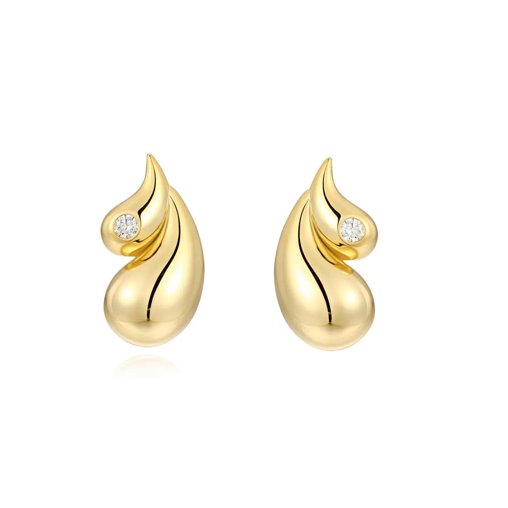 Morning Dew – Premium Moissanite Luxury Fashion Silver Stud Earrings, S925 Gold Electroplated - N&P Colletion