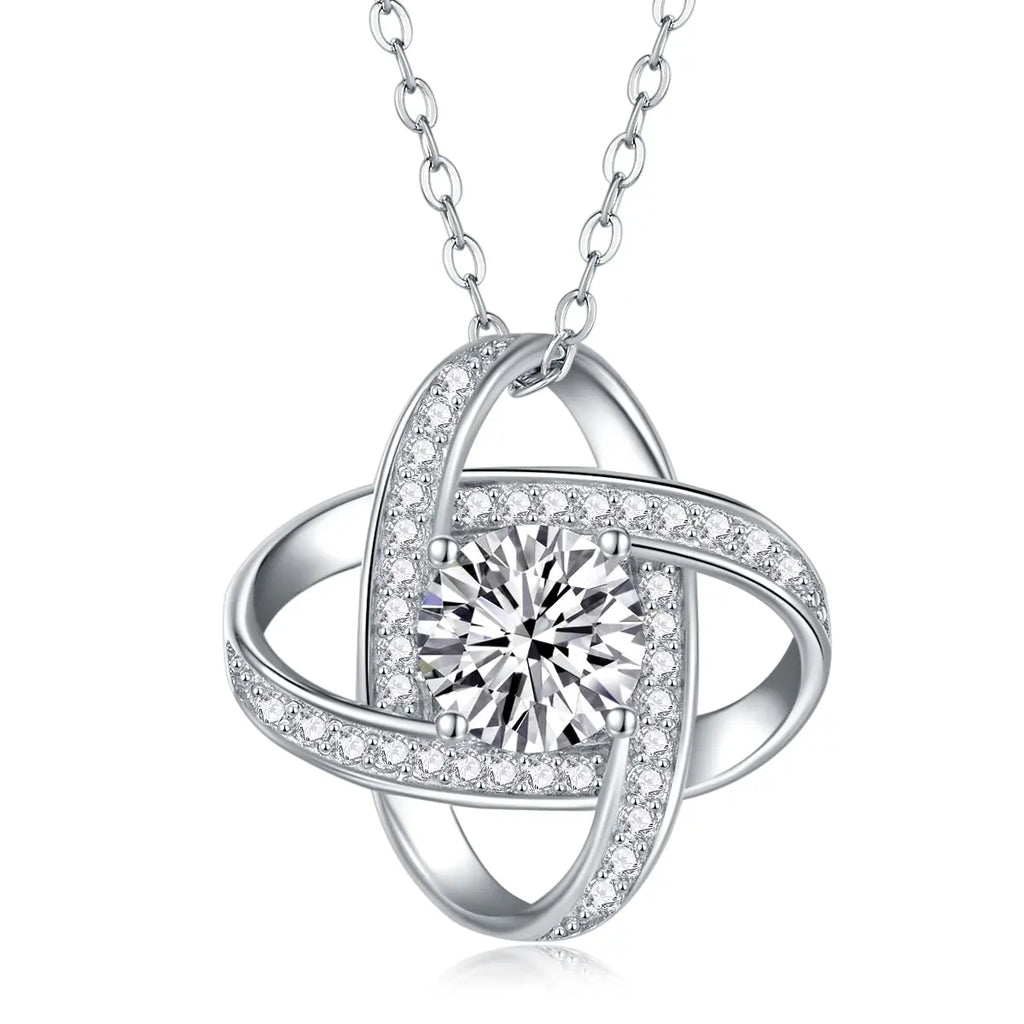 Cycle – Moissanite Silver Pendant Necklace, S925 Platinum Plated NP Collection