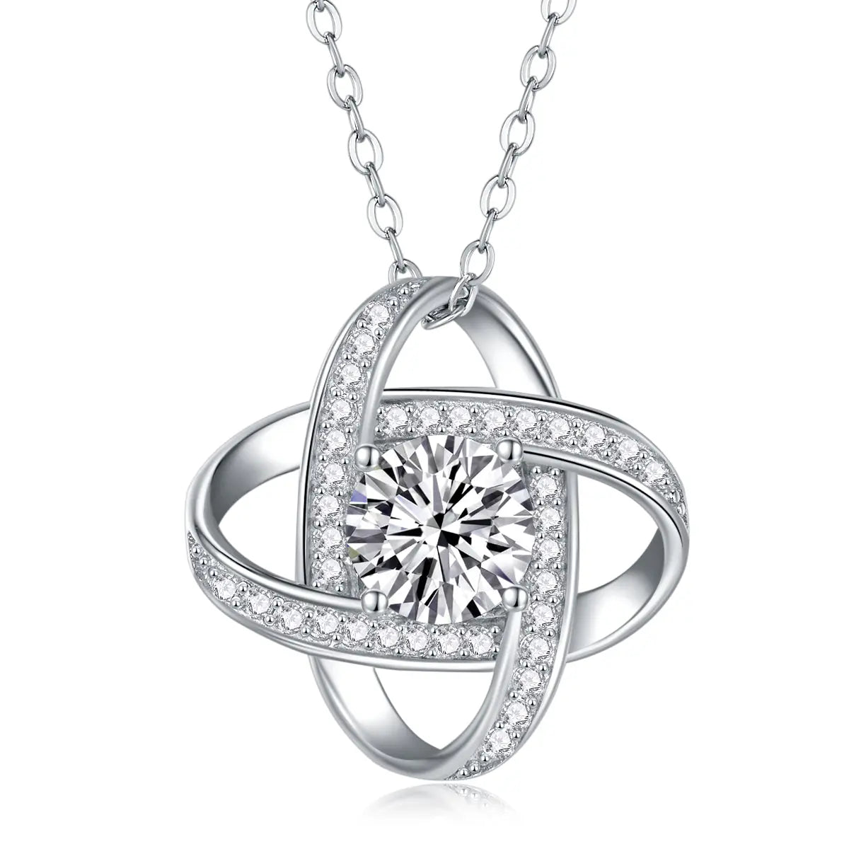 Cycle – Moissanite Silver Pendant Necklace, S925 Platinum Plated NP Collection
