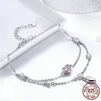 Fashion Bracelet Women's 925 Inlaid Pink Zircon Silver Bracelet