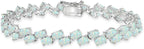 Sterling Silver Genuine Simulated Gemstone 5X3Mm Oval Wave Tennis Bracelet 