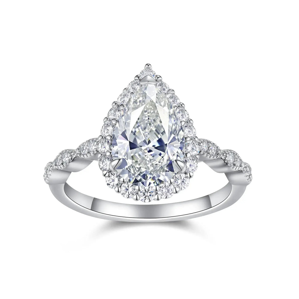 Pear-shaped Moissanite Set With Top-quality Moissanite Luxury And Fashionable Light Luxury Jewelry Silver Ring S925 Silver Electroplated With Platinum NP Collection