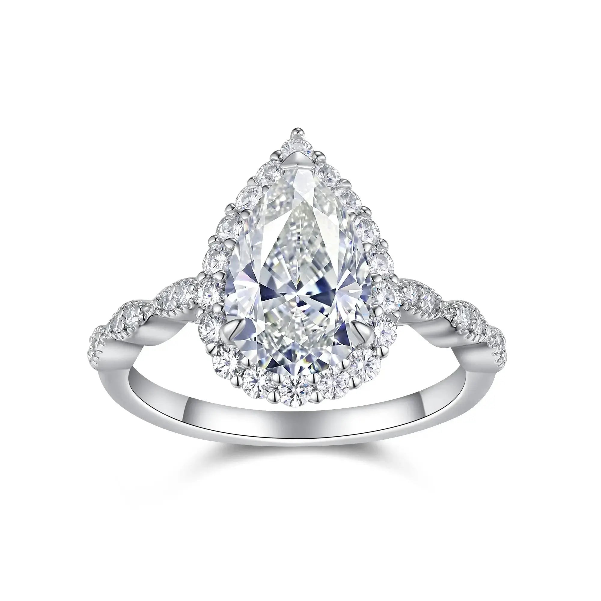 Pear-shaped Moissanite Set With Top-quality Moissanite Luxury And Fashionable Light Luxury Jewelry Silver Ring S925 Silver Electroplated With Platinum NP Collection