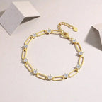 Set With Top-quality Moissanite, This Luxurious And Fashionable Light Luxury Trend Jewelry Silver Bracelet Is S925 Silver-plated With Gold NP Collection