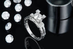 1-carat Luxury And Fashionable Light Luxury Jewelry Silver Ring Set With Top-quality Moissanite, S925 Silver Plated Platinum NP Collection