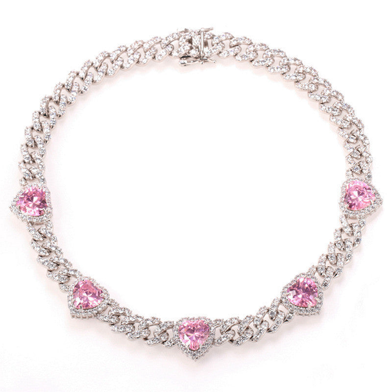 Color Love Necklace Chain Necklace Zircon INS Popular