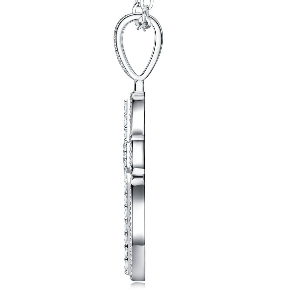 A Luxurious And Fashionable Minimalist Jewelry Pendant Necklace With Top-quality Moissanite, Made Of S925 Silver Electroplated With Platinum. - N&P Colletion