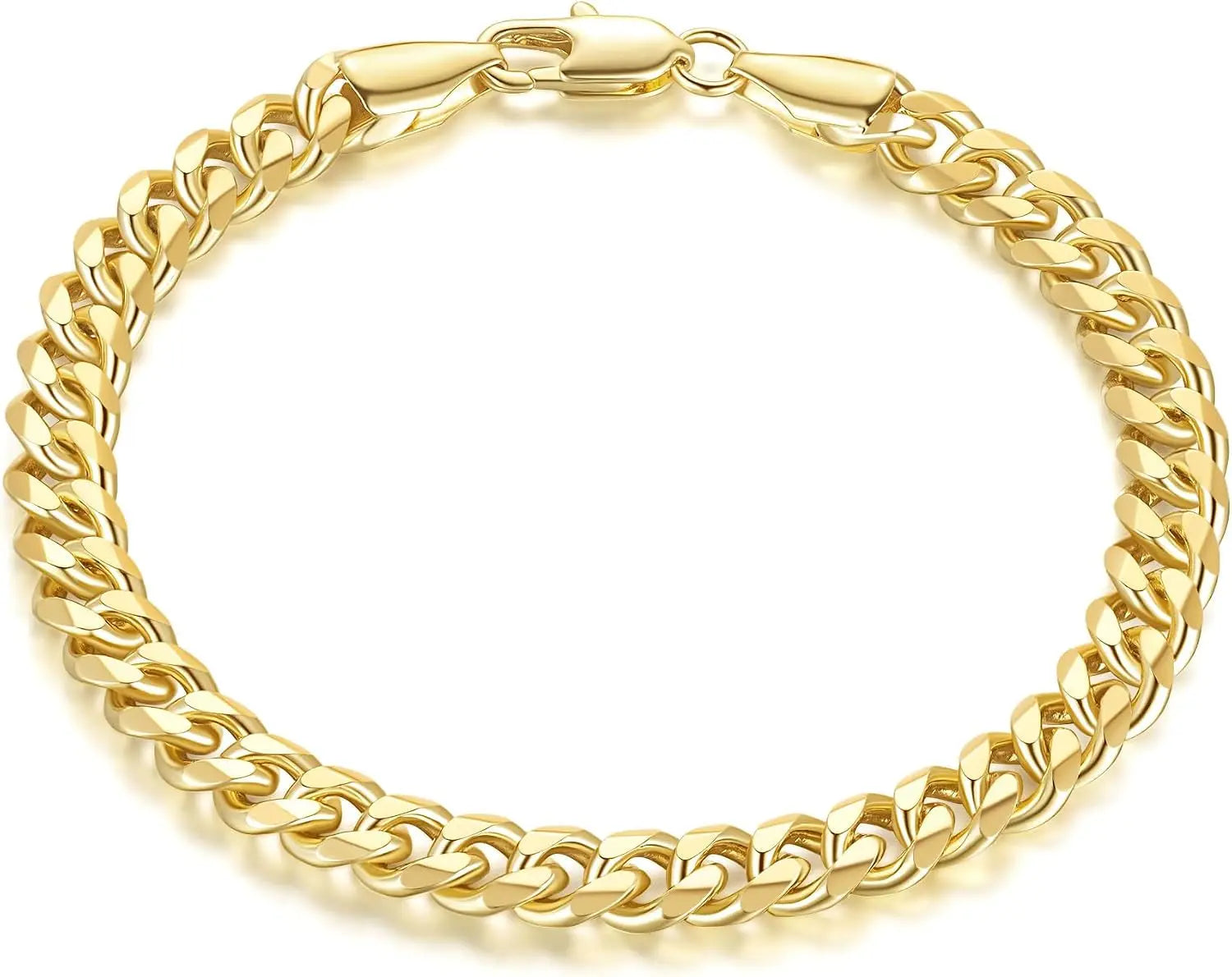 14K Gold Bracelet 6Mm Cuban Link Bracelet 