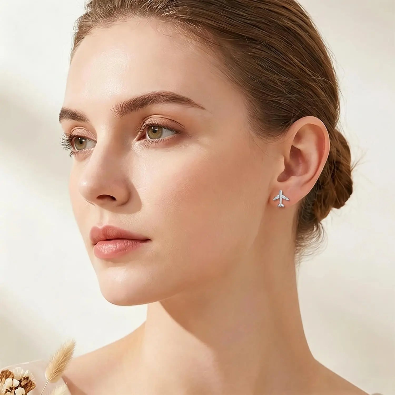 Airplane Earrings 925 Sterling Silver Dangle Drop Stud Earrings