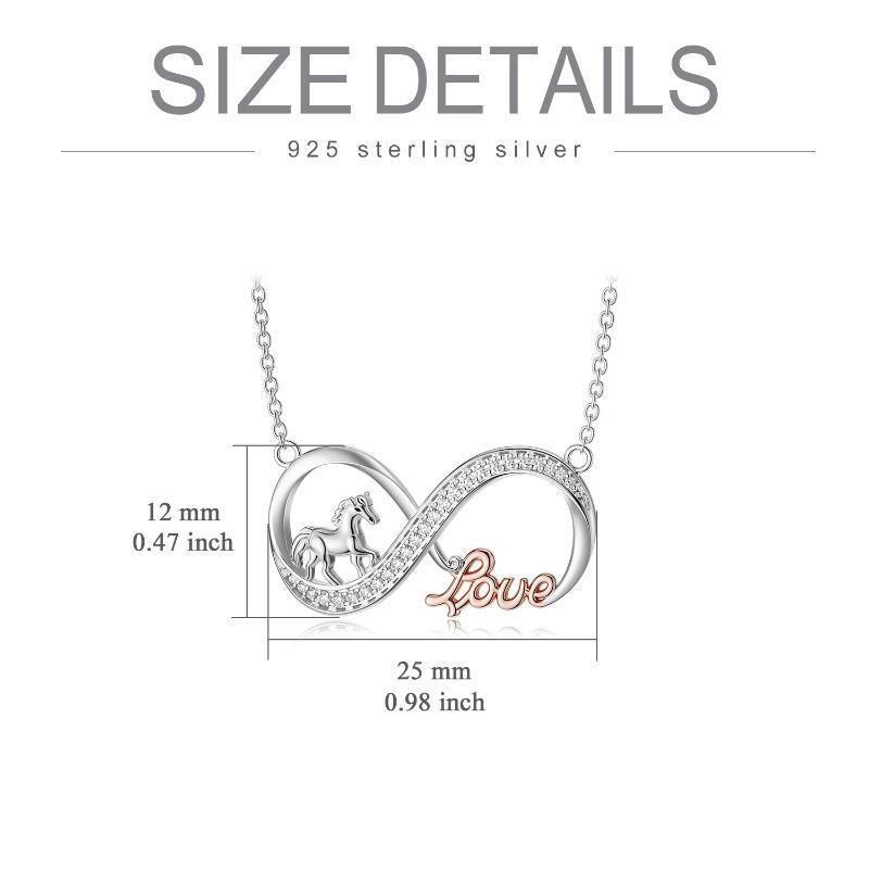 Horse Infinity Love Necklace Sterling Silver