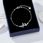 S925 Sterling Silver Forest-Style Flower and Butterfly Bracelet NP Collection