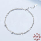 S925 Loving Heart In Sterling Silver Shining Zircon Bracelet
