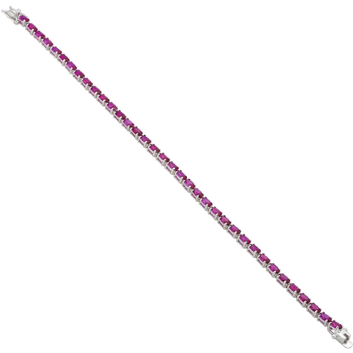 Created Ruby Gemstone Tennis Bracelet in Sterling Silver
