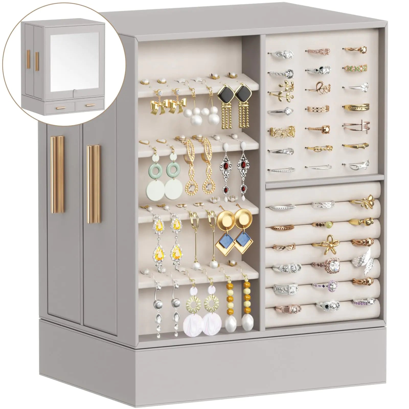 Jewelry Box 360° Rotating Large Adjustable Angle Mirror