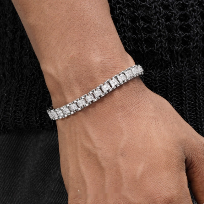 Platinum-plated Diamond Tennis Chain Bracelet