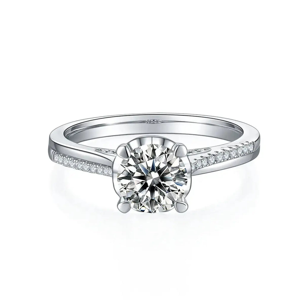 1-carat Luxury And Fashionable Light Luxury Jewelry Silver Ring Set With Top-quality Moissanite, S925 Silver Plated Platinum NP Collection