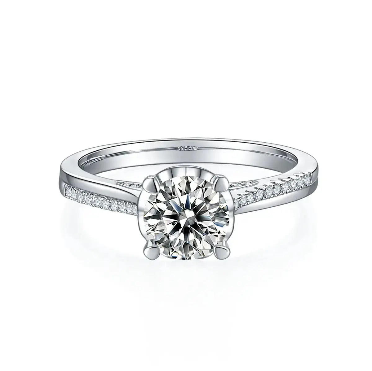1-carat Luxury And Fashionable Light Luxury Jewelry Silver Ring Set With Top-quality Moissanite, S925 Silver Plated Platinum NP Collection